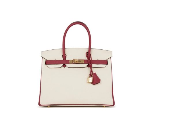 Birkin 30 HSS Craie and Rouge Grenat